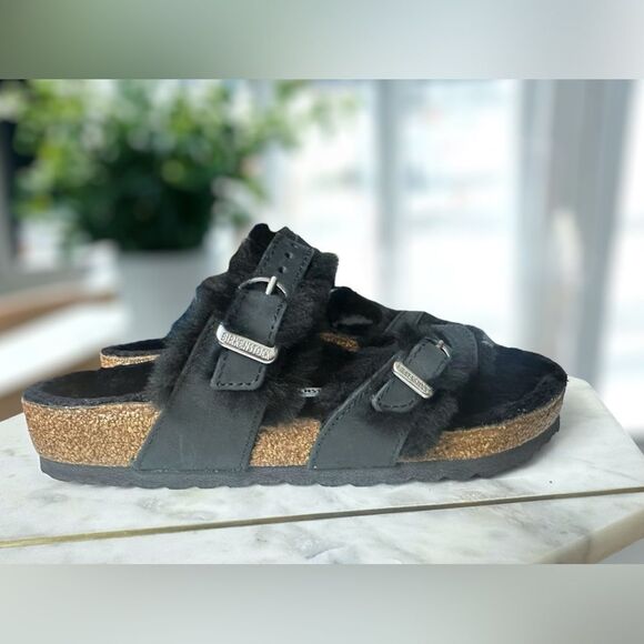 Birkenstock Mayari Shearling Oiled Leather Sandals Size 38 - Picture 13 of 16
